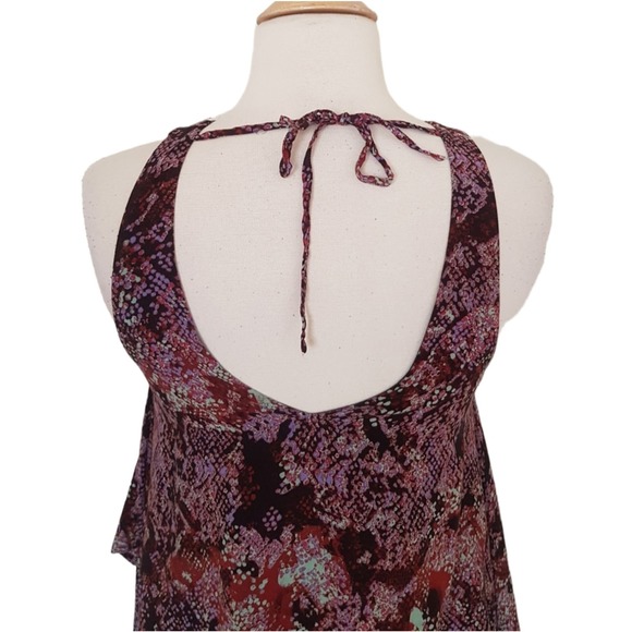 UO Silence + Noise Angel Purple Printed Floral Tulip Hem Swing Dress Size XS - Picture 13 of 14